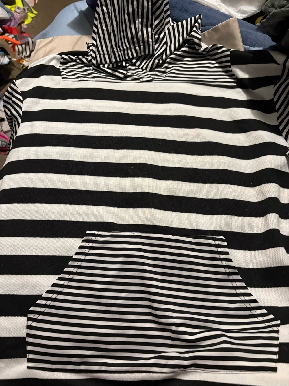 SHEIN Black & White Striped Hoodie